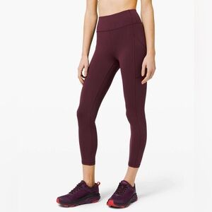 Lululemon Dark Red Cassis Leggings with Pockets 25” In seam